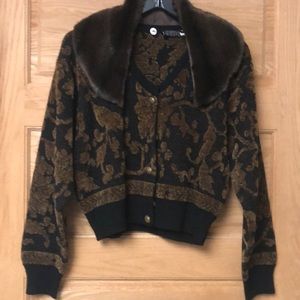 Joseph Tricot Black and Brown Print Sweater